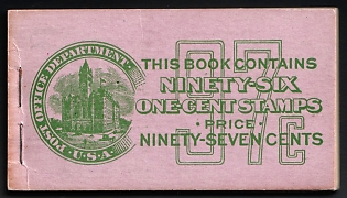 1912 Complete Booklet with Stamps of the United States, USA, Excellent Condition