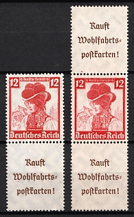1935 12pf Third Reich, Germany, Se-tenants, Zusammendrucke (MNH)
