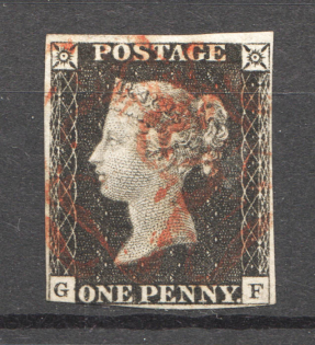 1840 Great Britain Black Penny (CV $220, Cancelled)