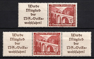 1936 Third Reich, Germany, Se-tenants, Zusammendrucke (MNH)