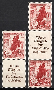 1938 12pf Third Reich, Germany, Se-tenants, Zusammendrucke (MNH)