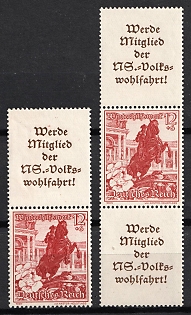 1938 12pf Third Reich, Germany, Se-tenants, Zusammendrucke (MNH)