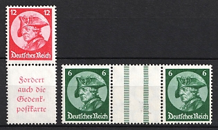 1933 Third Reich, Germany, Guttet Pair, Se-tenants, Zusammendrucke (Signed)