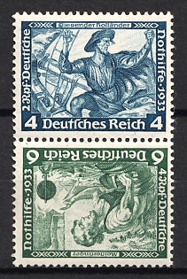 1933 Third Reich, Germany, Wagner, Tete-beche, Se-tenant, Zusammendrucke