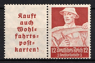 1934 12pf Third Reich, Germany, Se-tenant, Zusammendrucke