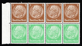 1936-37 Third Reich, Germany, Se-tenant, Zusammendrucke, Block