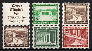 1936 Third Reich, Germany, Tete-beches, Se-tenants, Zusammendrucke