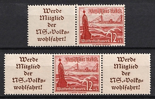 1937 Third Reich, Germany, Se-tenants, Zusammendrucke