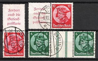 1933 Third Reich, Germany, Gutter Pair, Se-tenants, Zusammendrucke (Used)