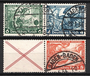 1933 Third Reich, Germany, Wagner, Se-tenants, Zusammendrucke (Used)