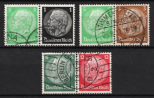 1934 Third Reich, Germany, Se-tenants, Zusammendrucke (Used)