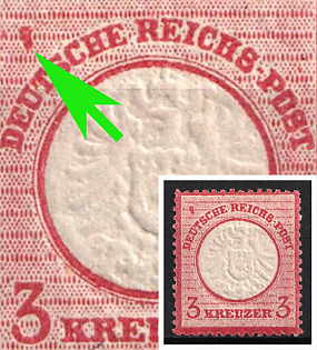 1872 3kr German Empire, Large Breast Plate, Germany (Spot above 'T'  in 'Deutsche', MNH)