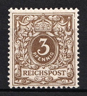 1889-1900 3pf German Empire, Germany (Signed, MNH)