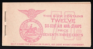 1943 Complete Booklet with Stamps of the United States, USA, Excellent Condition, Airmail
