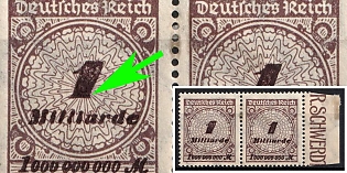 1923 1Mrd Weimar Republic, Germany, Pair (Thick '1' and Without Horizontal Line)