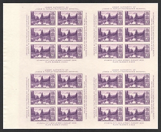1934 3c Special Printing for American Philatelic Society Issue, United States, USA, Souvenir Sheet