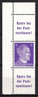 1941 6pf Third Reich, Germany, Se-tenant, Zusammendrucke (Corner Margin, MNH)