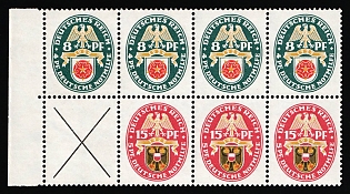 1929 Weimar Republic, Germany, Se-tenant, Zusammendrucke, Block