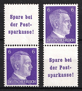 1941 6pf Third Reich, Germany, Se-tenants, Zusammendrucke