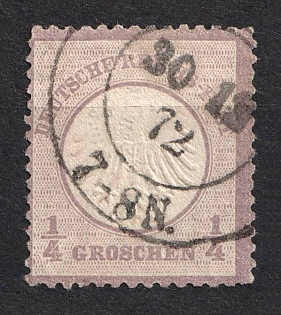 1872 1/4kr German Empire, Small Breast Plate, Germany (Used)