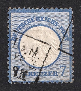 1872 7kr German Empire, Small Breast Plate, Germany (Used)