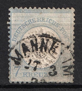 1872 7kr German Empire, Large Breast Plate, Germany (Used)