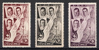 1938 The Second Trans - Polar Flight from Moscow to San - Jacinto (USA), Soviet Union, USSR, Russia (Full Set, MNH)