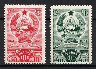 1941 First Anniversary of the Karelian-Finnish SSR, Soviet Union, USSR, Russia (Full Set, MNH)