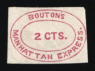 2c Manhattan Express, Bouton's City, Courier Local Post, United States, Ex Johnstone & Waterhouse