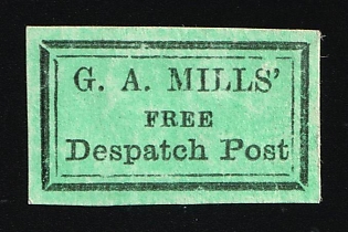 2c G. A. Mills Despatch, New York, Courier Local Post, United States, Ex Johnstone & Waterhouse