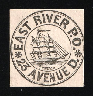 2c East River Post Office, New York, Courier Local Post, United States, Ex Johnstone & Waterhouse