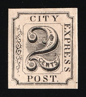 2c Adam's City Exspress Post, New York, Courier Local Post, United States, Ex Johnstone & Waterhouse