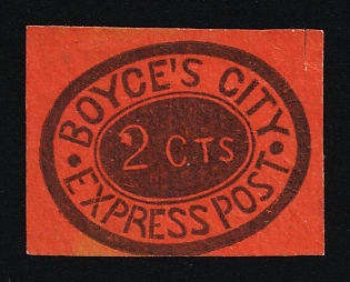 2c Boyce's City Express Post, New York, Courier Local Post, United States, Ex Johnstone & Waterhouse