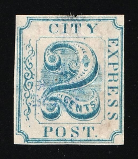 2c Adam's City Exspress Post, New York, Courier Local Post, United States, Ex Johnstone & Waterhouse