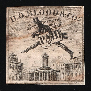 3c D. O. Blood and Co., Dispatch Post, Philadelphia, Courier Local Post, United States, Ex Johnstone & Waterhouse