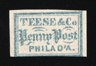 1c Teese and Co. Penny Post, Philadelphia, Pa., Courier Local Post, United States, Ex Johnstone & Waterhouse