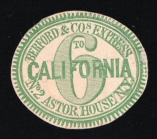 6c Berford and Co.'s Express, New York, United States, Ex Johnstone & Waterhouse