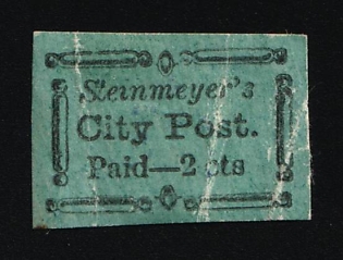 Steinmeyer's City Post, Courier Local Post, United States, Ex Johnstone & Waterhouse