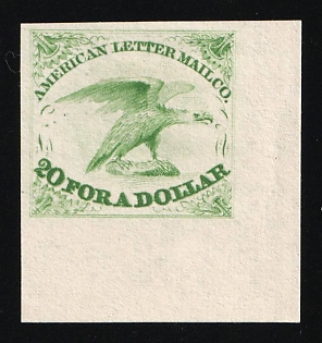 5c American Letter Mail Co., Courier Local Post, United States, Ex Johnstone & Waterhouse (Corner Margin, Proof)