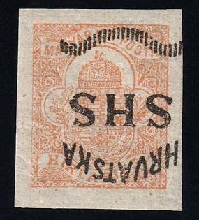 1913 2f Yugoslavia, Issued for Croatia (Strpic 33 SP-I, INVERTED Overprint, Certificate)