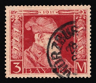1911 3m Bavaria, German States, Germany (Type I, Signed, Used)