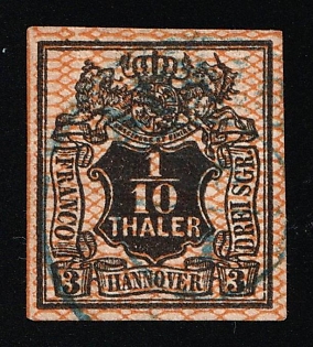 1856-57 1/10th Hannover, German States, Germany (Signed, Used)