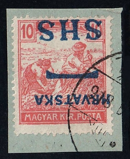 1916-18 10f Yugoslavia, Issued for Croatia (Strpic 5 SP-I, Inverted Overprint, Certificate, Used)