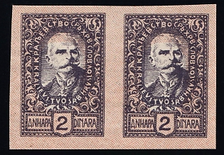1920 2din Yugoslavia, Issued for Slovenia, Pair (Strpic 44 NZ, Imperforate, Certificate, MNH)