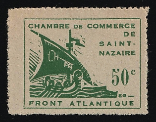 1945 50c Saint-Nazaire, German Occupation of France, Germany (Signed)