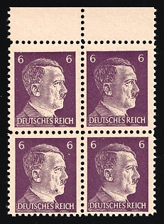 1944 6pf Anti-German Propaganda, Forgery of Hitler Issue, Block of Four (Margin)