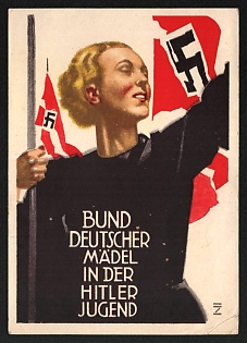 1933-1945 'League of German Girls in the Hitler Youth' Nazi Propaganda Postcard