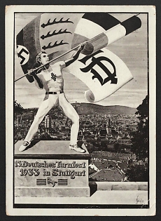 1933 'German Spring Festival 1933 in Stuttgart' Nazi Propaganda Postcard