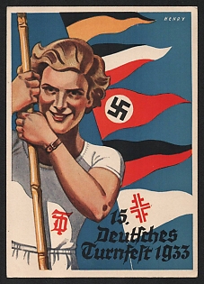 1933 'German Gymnastics Festival 1933' Nazi Propaganda Postcard