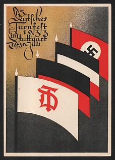 1933 'German Gymnastics Festival 1933 in Stuttgart' Nazi Propaganda Postcard